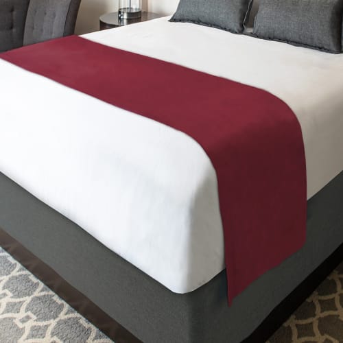 Designer Decor Collection Bed Scarf, Polyester Shantung, Queen 22x94, Bordeaux